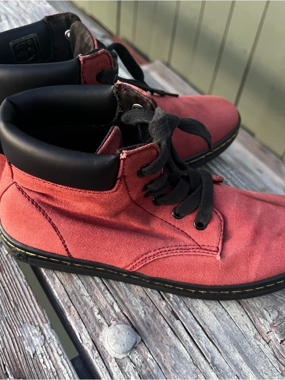 Dr. Martens Maelly Red Canvas Ankle Boots with Black Trim Size 9 - Picture 4 of 13